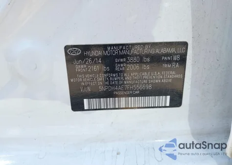 2015 Hyundai Elantra Se/Sport/Limited z USA, uszkodzony, nr VIN 5NPDH4AE7FH556698